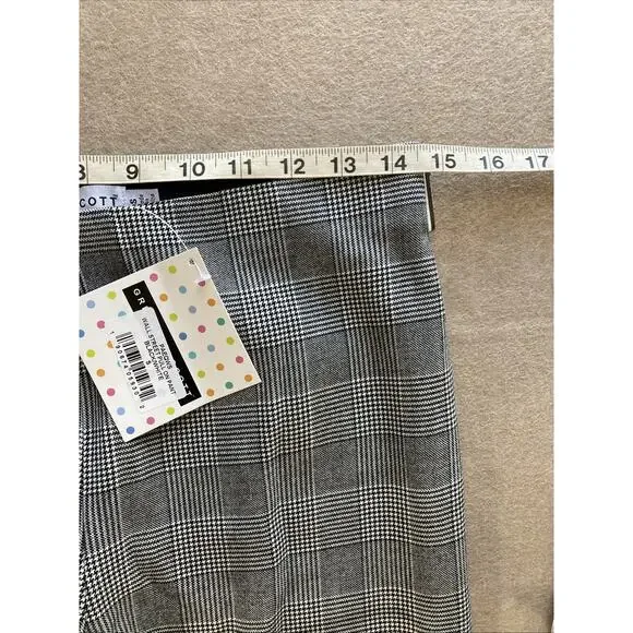 Gretchen Scott Wall Street Plaid Gripeless Pull On Pants Sz S New Black White - Picture 5 of 8